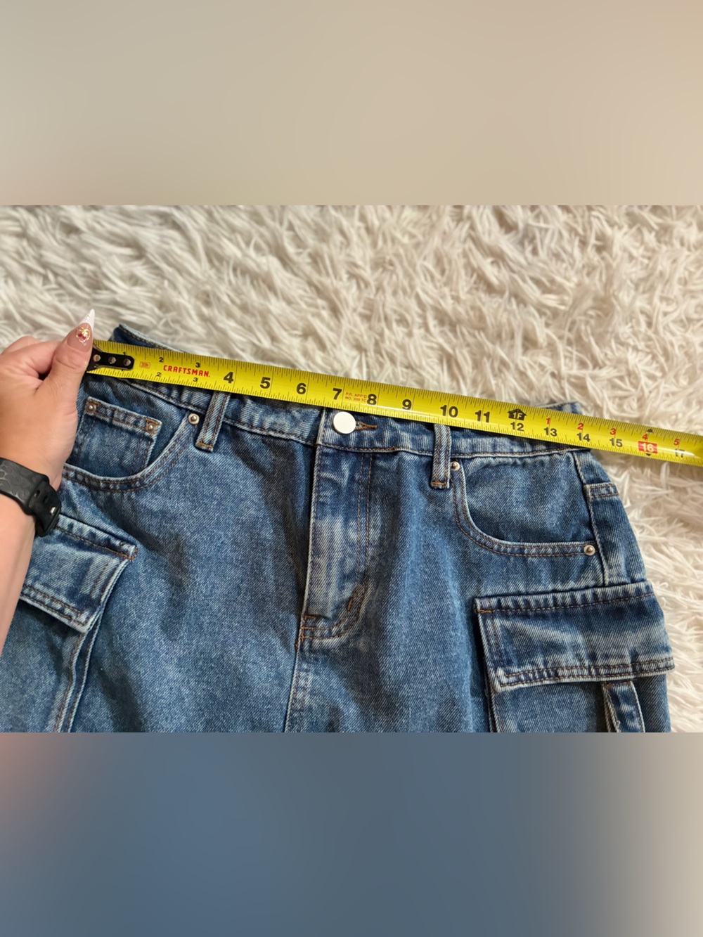Y2K Punk Mall Goth Alt Emo Cyber Grunge Harajuku Biker Cargo Denim Mini Skirt M - Picture 2 of 7